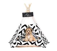 Tente de Tipi pour Chien 60x60x70cm Animaux De Compagnie Teepee avec Coussin Lavable et Amovible Niche Chien et Chat Intérieur Tente de Jeu pour de Compagnie avec Tableau Noir