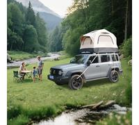 Tente de toit gonflable pour SUV - Ultra légère - 30 kg - Softshell - Avec sol de matelas Drop-Stitch de 15 cm - Imperméable 300D - Avec échelle et pompe (beige/noir, 2 à 3 personnes)