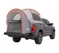 Tente de voiture 200x170x170 cm Gris et orange Polyester et acier | Pliable, toit en toile, fermeture éclair, montage avec ancrages, léger, pour road trips, couverture temporaire