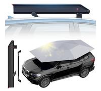 Tente De Voiture Toutes Saisons, 3.8×2.8M Parapluie Automatique, Toit Pare-Soleil étanche avec Télécommande, Batterie 5000mah Et Sac De Rangement Silver-WithBar