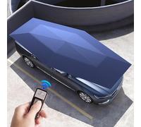 Tente De Voiture Universelle EntièRement Automatique,Parasol Pliant Portable pour Abri D'Auto avec TéLéCommande,pour La Protection ExtéRieure des Voitures (Navy Blue, 4.8m/188'')