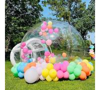 Tente dôme gonflable en PVC transparent avec tunnel - Comprend un ventilateur et une pompe à air pour une installation facile - Parfait pour les événements en plein air et le camping