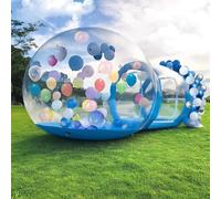 Tente dôme gonflable transparente avec fenêtre panoramique à 360° avec souffleur et pompe pour fêtes et événements en plein air