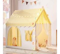 Tente Eenfant Interieur,Tipi Enfant Lumièress et Drapeaux, Cabane Enfant Interieur,Tente de Jeu Pours Enfants Princesses, Convient aux Garçons et aux Filles (J-Jaune-[125x95x130cm])