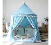 Tente Eenfant Interieur,Tipi Enfant Lumièress et Drapeaux, Cabane Enfant Interieur,Tente de Jeu Pours Enfants Princesses, Convient aux Garçons et aux Filles (D-Bleu Clair-[110x110x125cm])