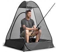 Tente en Filet pour Le Camping et la pêche, Tente de Chaise en Maille Noire avec Toit étanche et Porte à Fermeture éclair Facile, Portable pour Une Seule Personne