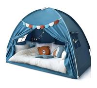 Tente Enfant Interieur, Maison De Jeu D'Intérieur avec Drapeaux, Tente de Lit Coin Douillet pour Cadeaux pour Petits De 3 À 13 Ans (Bleu (195 x 98 x 125 cm))