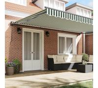 Tente extérieure rétractable 500 x 300 cm vert et blanc | Ombrage réglable, ouverture facile, idéal pour le jardin et la terrasse