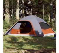 vidaXL - Tente familiale à dôme 6 personnes - Imperméable - Gris et orange