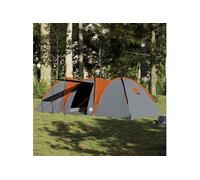 Tente familiale à dôme 8 personnes gris et orange imperméable