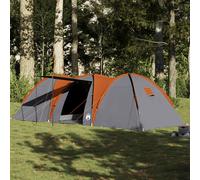 Tente familiale à dôme 8 personnes gris et orange imperméable