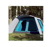 Tente familiale avec porche 9 personnes bleu dégagement rapide