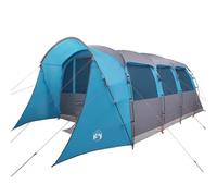 Tente familiale avec toit Bleu et gris 576 x 325 x 213 cm Polyester | Polyester enduit PU, toit en toile, pliable, fermetures éclair, camping, garden-party, réunion de famille