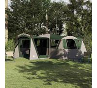 Tente familiale avec toit, vert et blanc, 745 x 700 x 217 cm, polyester 185T imperméable, revêtement PU, tente de camping avec protection UV pour 10 personnes, montage facile