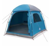 Tente familiale igloo bleue pour 6 personnes, tente de camping imperméable avec auvent amovible et raccord électrique, tente légère en polyester avec hauteur de pied, idéale pour l'extérieur, le