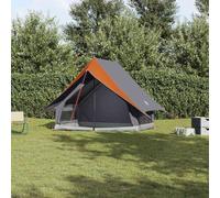 Tente familiale imperméable - Gris orange - 315 x 286 x 200 cm - Tente de camping pliable pour 4 personnes - Protection UV - Portable - Avec sac pour le jardin, la plage, le sommeil