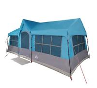 vidaXL Tente familiale pliable 622×295×238 cm – Toit bleu/gris, imperméable, résistant aux UV