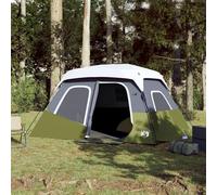 Tente familiale pour 6 personnes, vert clair, avec éclairage LED, étanche, système de libération rapide pour le camping