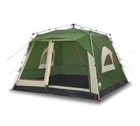 Tente familiale pour 7 personnes - Vert - Imperméable - Polyester 190T - Revêtement PU - Tente de camping avec port E - Tente instantanée spacieuse pour le camping en famille et les aventures dans le