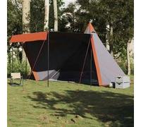 Tente familiale tipi 6 personnes gris et orange imperméable Noir