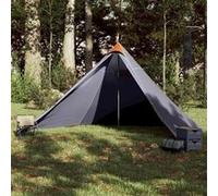 vidaXL Tente Familiale Tipi 7 Personnes, Tente d'Ombrage avec Sac de Transport, Auvent de Camping, Abri de Jardin, Gris et Orange Imperméable