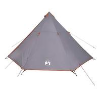 Tente familiale tipi pour 8 personnes, tente imperméable grise et orange, en polyester 185T avec revêtement PU, idéale pour le camping et les aventures en plein air