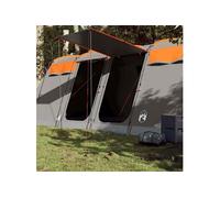 Tente familiale tunnel 10 personnes gris et orange imperméable