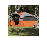 Tente familiale tunnel 6 personnes gris et orange imperméable