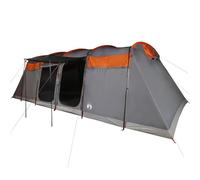 Tente familiale tunnel 8 personnes verte imperméable avec toit solaire, tente de camping en polyester avec revêtement PU, coupe-vent, coutures scellées, bâche de sol, connexion E, parois en filet
