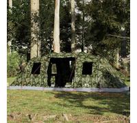 Tente familiale tunnel pour 6 personnes - Camouflage - Étanche - Avec connexion E et deux cabines de couchage - Facile à monter - Coupe-vent et légère