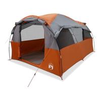 Tente familiale tunnel pour 6 personnes, gris et orange, imperméable, avec 2 cabines de couchage, connexion E, barres légères, coupe-vent et respirante pour camping, trekking, extérieur et festival