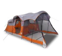 Tente familiale tunnel pour 8 personnes - Gris et orange - Imperméable - Polyester 185T avec revêtement PU - Idéale pour le camping, les festivals et les aventures en plein air - Facile à monter et