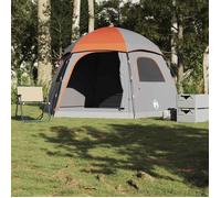 Tente de familiale igloo 6 personnes gris orange imperméable Noir G