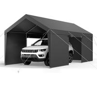 Tente garage Carport 3,65x6,09x3,02m - Tente garage Abri voiture Gris - Structure de protection pour véhicules - Protection contre les intempéries pour voitures