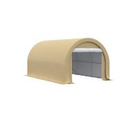Outsunny Carport Tente de Garage 5 x 3 x 2,4 m Abri Voiture Extérieur Beige | Tente de Stockage, Porte Enroulable Zippée, Acier Galvanisé, PE Haute Densité 190 g/m²