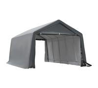 Tente Garage Carport Dim. 6l X 3,6l X 2,75h M Acier Galvanisé Robuste Pe Haute Densité 150 G/M² Imperméable Anti-Uv Blanc Gris