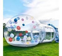 Tente gonflable à bulles, dôme transparent de 3 m avec ventilateur et pompe, tente de jardin en PVC imperméable pour enfants et fêtes, qualité commerciale avec tunnel de 1,8 m