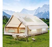Tente gonflable avec cheminée et fenêtre de toit, tissu Oxford imperméable adapté aux 4 saisons, tente d'extérieur pour 2 à 10 personnes, avec pompe à air, montage rapide