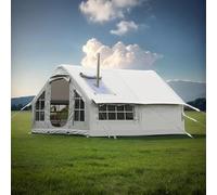 Tente gonflable avec pompe à air, tente familiale pour 6 à 8 personnes avec cric de poêle, tente de camping gonflable de luxe 4 saisons, installation facile, grandes tentes gonflables pour extérieur