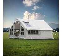 Tente Gonflable avec Pompe, Tente d'air 6 à 8 Personnes pour Camping, 4 Saison Grande Tente de Cabine, Tente familiale extérieure de Luxe avec fenêtres et Portes en Maille