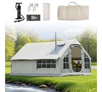 Tente Gonflable pour 8 Personnes, Tente de Camping d'extérieur à Installation Rapide avec cheminée et puits de lumière ouvrants, Grande Tente Gonflable familiale,Grey1