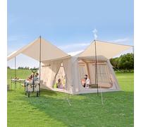 Tente Gonflable pour Camping, Grande Tente Gonflable avec Pompe à Main, Tente familiale Facile à Monter pour Toutes Les Quatre Saisons, Tente Oxford Air Glamping imperméable pour 6/8/10/12 Personnes