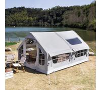Tente gonflable pour camping - Tente familiale pour 2 à 8 personnes avec pompe à air, installation facile, tente de glamping 4 saisons avec trou de poêle