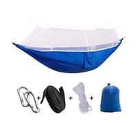 Tente Hamac Portable En Moustiquaire Avec Sangles Et Mousquetons Réglables, Bleu Avec Blanc Net Jaune