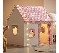 Tente maison enfant avec guirlande - rose