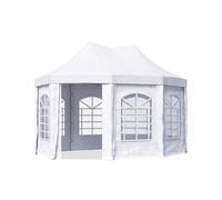 Tente pagode TOOLPORT 3x4,1m Montage Simple et Rapide, avec fenêtres, bâche PVC 700, Blanc