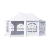 Tente pagode TOOLPORT 4x5,5m Montage Simple et Rapide, avec fenêtres, bâche PVC 700, Blanc