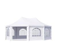 Tente pagode TOOLPORT 5x6,8m Montage Simple et Rapide, avec fenêtres, bâche PVC 700, Blanc