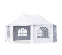 Tente pagode TOOLPORT 6x6m Montage Simple et Rapide, avec fenêtres, bâche PVC 700, Blanc