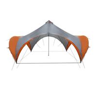 Tente Party gris et orange 500 x 500 x 350 cm | polyester imperméable, structure en acier, 8 cordes, 12 piquets, sac inclus